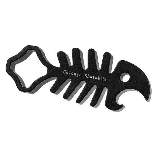 Fotodiox Pro GoTough Sharkbite - Black Aluminum Metal GoTough Wrench for Tightening GoPro Mounting Knobs, Screws and Bolts; Shark Styled Wrench with Bottle Opener