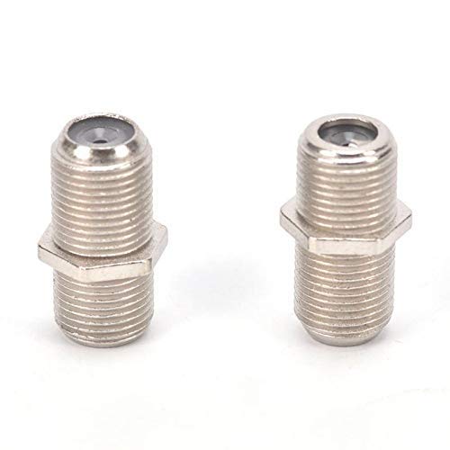 SHZ 2-Pack Nickel Plated F-Type Coaxial RG6 Connector,Cable Extension Adapter Connects Two Coaxial Video Cables