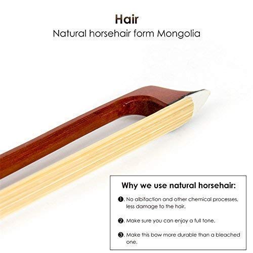 Violin Bow 4/4 Brazilwood Bow for Violin Octagonal Stick Ebony Frog with Mongolian Horse Hair