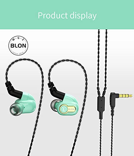 [AUSTRALIA] - BLON BL05S in Ear Earphone, HiFiHear in Ear Headphone 10mm Carbon Diaphragm Dynamic Drive Bass HiFi DJ in Ear Monitor, in Ear Headphone with Detachable Cable Wired Earphone (Green No Mic) Blon 05S Green 