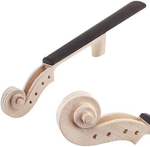 Jiayouy 16Pcs 4/4 DIY Violin Accessories Kit Violin Neck & Fingerboard Wire Tailpiece Fine Tuner Tailgut Tuning Peg Endpin Bridges Chin rest Kit