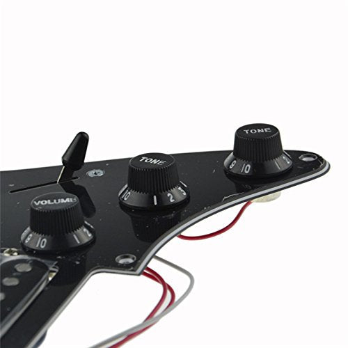 JIUWU HSH Loaded Pickguard Black Wired Plate for Fender Strat Guitar Replacement