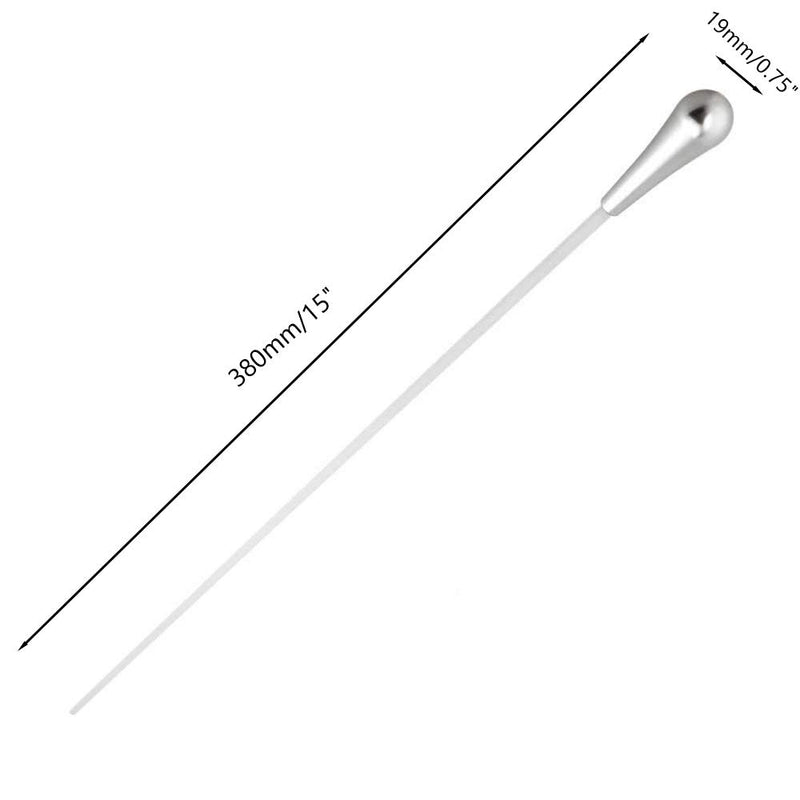 Timiy 15 Inch Length Conductor Baton Orchestra Baton Band Conducting Baton with Silver Pear Shaped Handle-Pack of 2 (Silver)