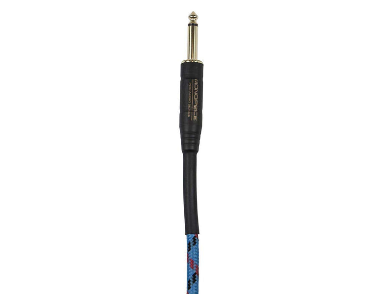 [AUSTRALIA] - Monoprice Braided Cloth 1/4 Inch (TS) Guitar/Instrument Cable Cord - 10 Feet- Blue with One Right Angle Connector 