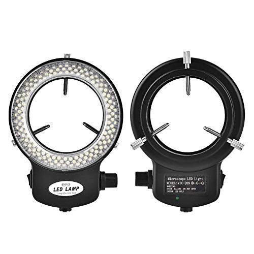 Microscope Camera Ring Lamp 144 LED Beads Light Source Brightness Adjustable Variable Control Shadowless Lighting(US Plug 110‑220V (White))