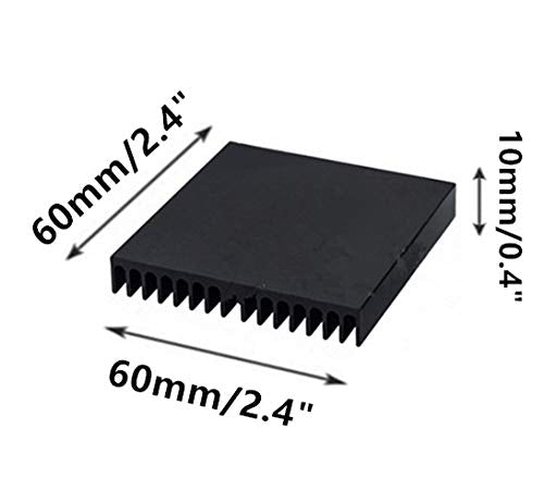 LuoQiuFa Heatsink 60 x 60 x 10 MM / 2.4''x 2.4''x 0.4'' Aluminum Radiator Circuit Board Heat Sink Heatsink Cooling Cooler Fin - Black