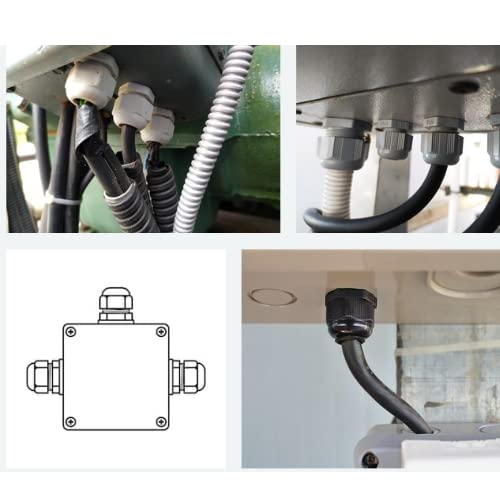 [AUSTRALIA] - Fielect 10Pcs Plastic Waterproof NPT1 Cable Glands Joints Adjustable Connector Black for 8-14mm Dia Cable NPT1/2'' 