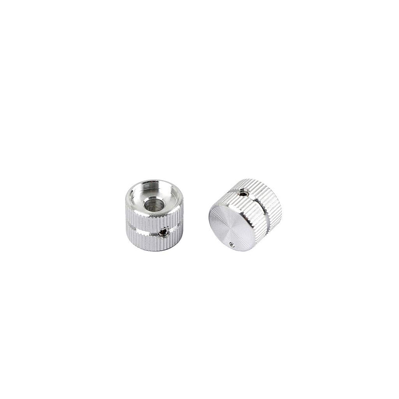 Alnicov 2Pcs Guitar Metal Flat Top Control Knobs,Tone Volume Control Knobs 6mm Diameter Shaft Dome Style For Electric Guitars Bass Silver