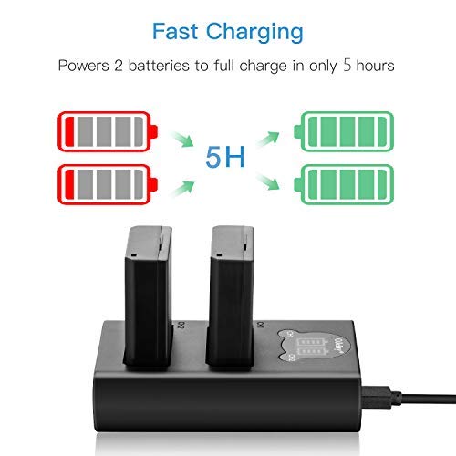 OJelay LP-E10 Battery 2 Packs Replacement Battery 1020mAh with Dual Battery Smart LED Display Charger Compatible with Canon EOS 1100D,1200D,1300D,Kiss X50,X70,Rebel T3,T5,T6 …