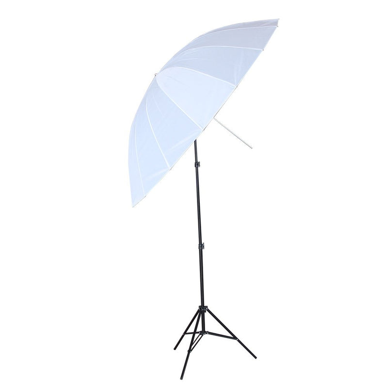 FOTOCREAT 60inch White Diffusion Parabolic Umbrella 16 Fiberglass Rib 7mm Shaft 60"(152cm)