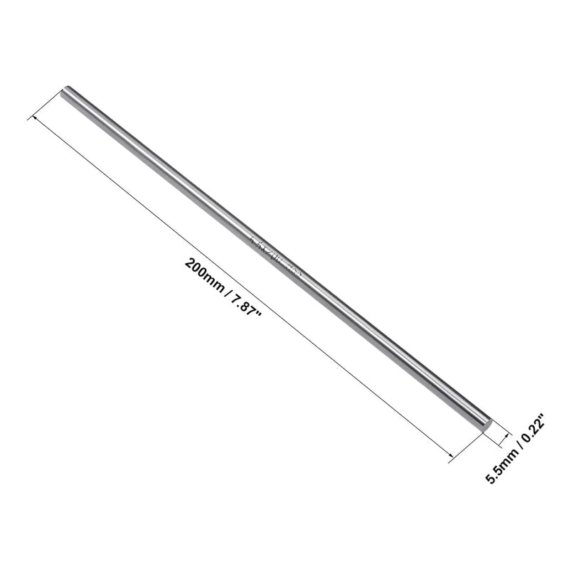 uxcell Round Steel Rod, 5.5mm HSS Lathe Bar Stock Tool 200mm Long, for Shaft Gear Drill Lathes Boring Machine Turning Miniature Axle, Cylindrical Pin DIY Craft Tool, 5pcs 5.5mm x 200mm