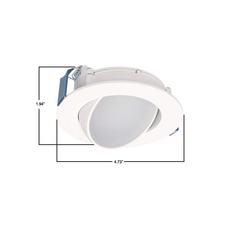 Halo HLA406VWFL9FS1EMWR HLA 4 in. Color Selectable (2700K-5000K) Canless Wide Beam Adjustable Gimbal Integrated Kit LED Recessed Trim, Round, White 4" Gimbal - ROUND