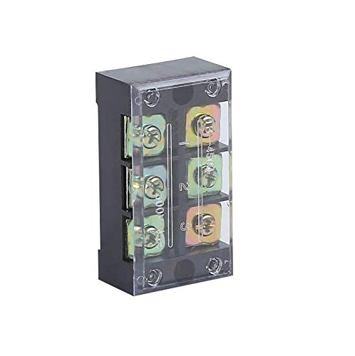 5 Pcs 3 Positions Dual Rows 600V 45A Screw Wire Barrier Block Terminal Strip Block TB-4503L with Removable Clear Plastic Insulating Cover 45A 3 Positions (TB-4503L)