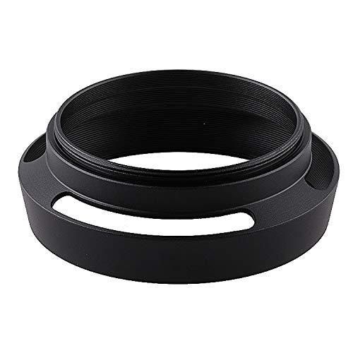 77mm Vented Curved Metal Lens Hood Compatible Fuji/Sony/Canon/Leica - Black Color