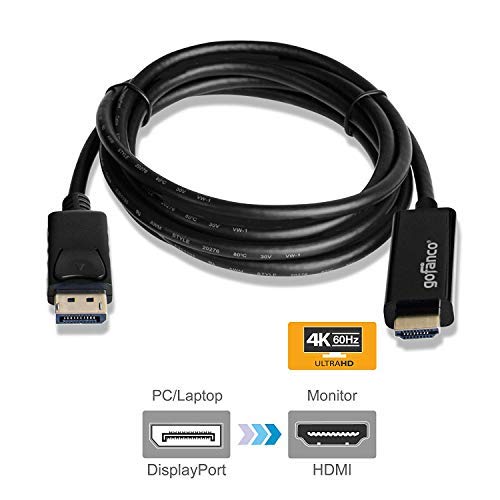 [AUSTRALIA] - gofanco 6 Ft. DisplayPort 1.2 to 4K HDMI Cable Adapter [Gold Plated] for DP Systems to HDMI Ultra HDTVs or Monitors (DP4kHDMI6F) 6 Feet 