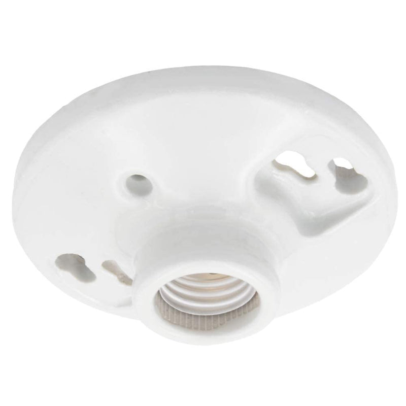 Maxxima Keyless Porcelain Lamp Holder, One-Piece Medium Base, Outlet Box Mount, 660W (2-Pack) Standard