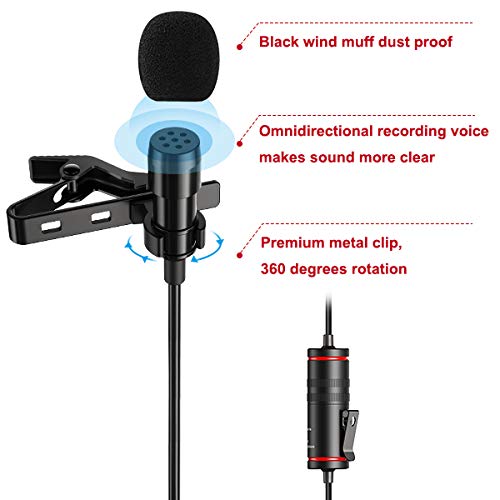 [AUSTRALIA] - Professional Lavalier Microphone for PC/Android/iPhone/Camera, Omnidirectional Lapel Microphone with Noise Reduction for Recording, YouTube, Interview, Video, Conferencing, DSLR 