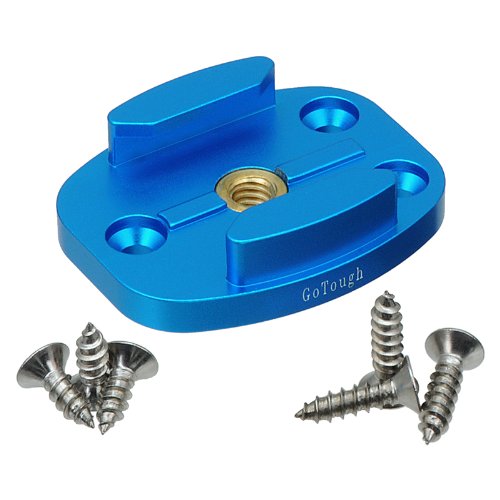 GoTough Blue QR Mount with Pilot Holes – All Metal, Versatile Quick Release Plate with 1/4”-20 Tripod Screw and Pilot Holders Compatible with GoPro HERO3, HERO3+, HERO4, HERO5, HERO6, HERO7 Quick Rele With Screw Holes