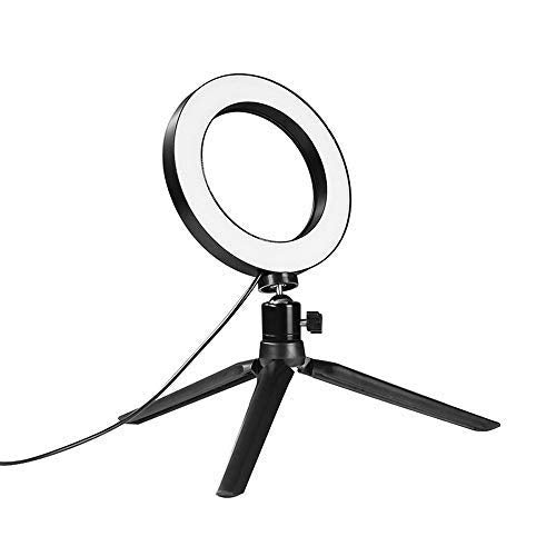 USB Ring Light,Docooler 6inch Ring Light with Stand, 3-Colors Dimmable Standing Floor Light Photo Light for Vlogging YouTube Video Make-up Selfie, USB Powered 1 Count (Pack of 1) black