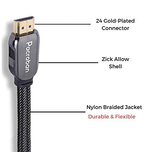 Pacroban 8K Certified HDMI 2.1 Braided Cable (13ft) CL3 Rated Supports 48Gbps Ultra High Speed, 10K 8K 5K 4K at 120Hz, 60Hz Dynamic HDR, Dolby Vision, Dolby Atmos 1 13ft