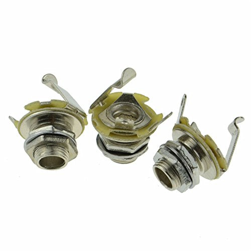 6x 0.25 Inches Guitar Jack Socket Input Output Silver 6.35mm Jack for Electric Guitar Bass