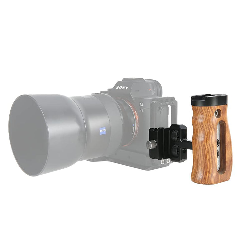NICEYRIG DSLR Wooden Side Handle with Quick Release Clamp for ARCA-Type , Left & Right Universal Handgrip for L Bracket Camera Cage - 448