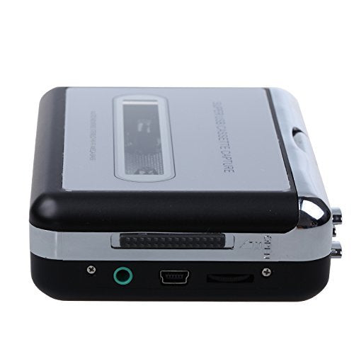 BW Cassette Player - Portable Tape to PC Cassette-to-MP3 CD USB Converter Capture Digital Audio Music Player, USB Cassette Player and Tape-to-MP3 Converter Silver