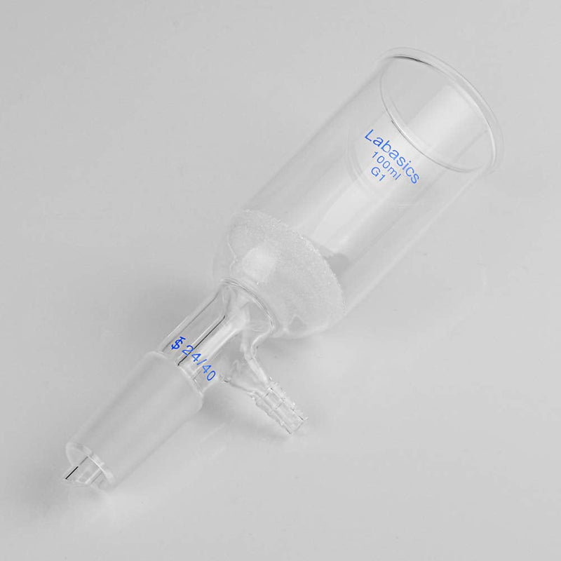 Labasics Borosilicate Glass Buchner Filtering Funnel with Coarse Frit (G1), 46mm Inner Diameter, 80mm Depth, with 24/40 Standard Taper Inner Joint and Vacuum Serrated Tubulation (100ml) 100 ml