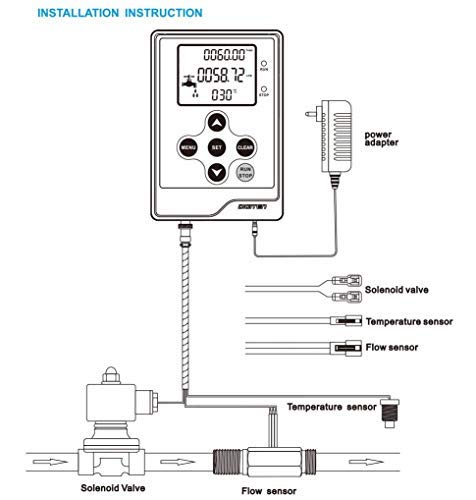 DIGITEN LCD Display Water Flow Control Meter Liquid Quantitative Controller + G3/8" Fuel Flow Meter Oil Flow Sensor Gasoline Diesel Milk Gear Meter DFC15 + G3/8" gear flow meter