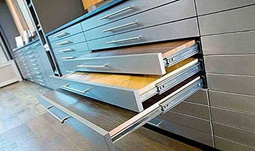Juvielich 3 Fold Full Extension Ball Bearing Slide 10"x1.18" Undermount Drawer Slides Sliding Drawer Fittings for Furniture Drawers Black 1Pair