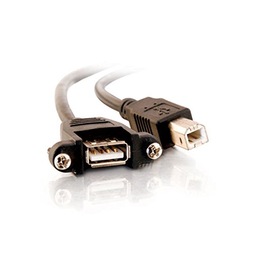 C2G USB Cable, USB Panel Mount, USB 2.0 Cable, USB B to B Cable, 6 Inches, Black, Cables to Go 28065 0.5 Feet USB A Female to B Male