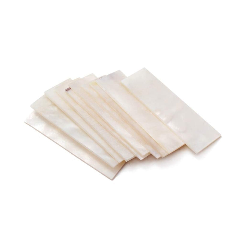 SUPVOX 10pcs Inlay Material White Mother of Pearl Shell Blanks Sheet Rectangle Inlay Material for Guitar