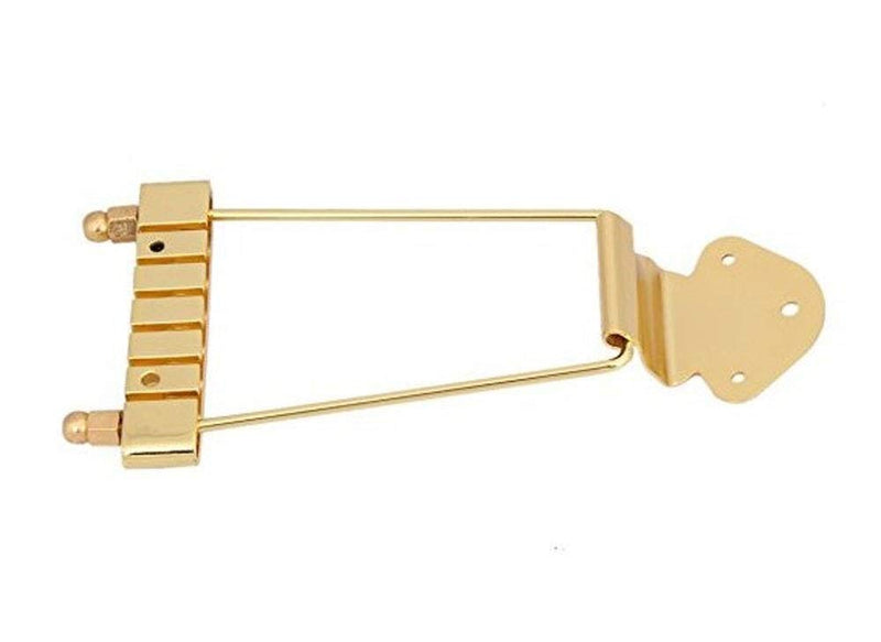 Tzong 6-String Gold Trapeze Tailpiece Bridge Metal with Screws Replacement Accessories for Jazz Guitar