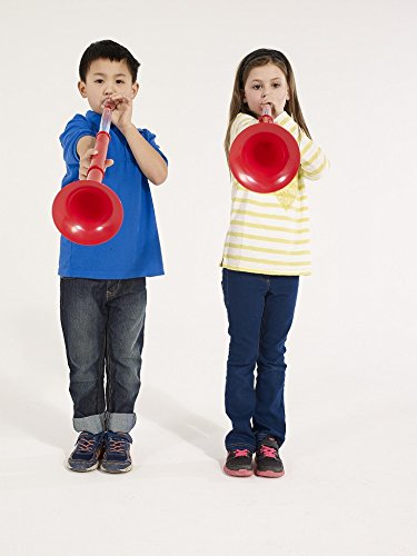 pBuzz Plastic Trombone Musical Instrument - Kids Children Beginner – Red