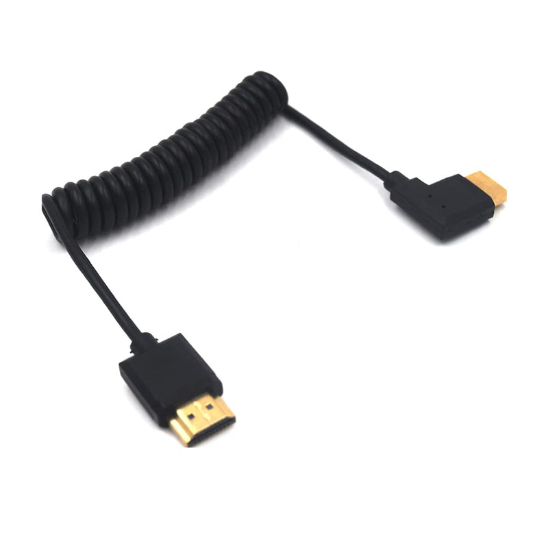Kework 3.9ft HDMI 4K Coiled Cable, HDMI 2.0 Version HD High Speed Cable, 90 Degree Left Angle HDMI Male to HDMI Male Adapter Spring Spiral Cord, 4k 60HZ (Left Angle)