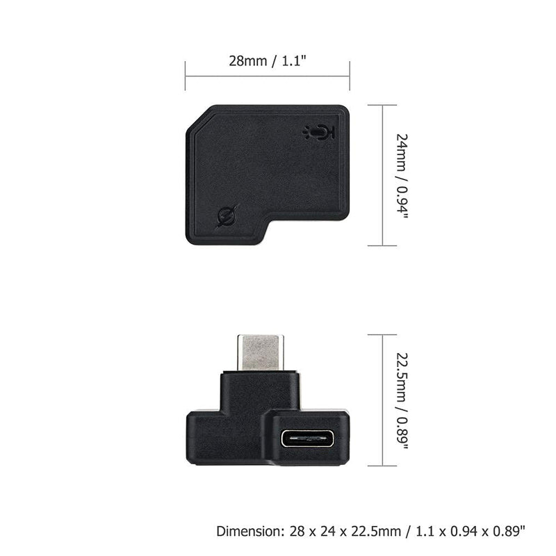3.5mm Audio Mic & USB-C Adapter Accessories for DJI Osmo Action Camera with 3.5mm Microphones Jack & USB-C Connector