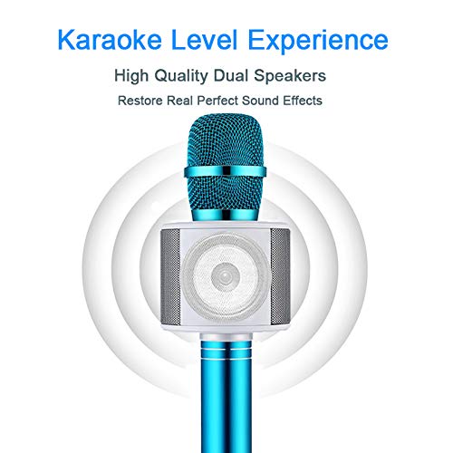 Karaoke Microphone for Kids, Wireless Portable Karaoke Mic for Home Traveling Party,Kids Karaoke Machine KTV Microphone Music Player,Nice Gift for Christmas/Birthday/Mother day(Blue) Blue