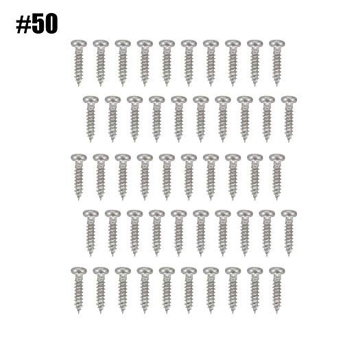 Dilwe 50pcs Screws for Guitar,Chrome Mounting Screws for Guitar Machine Heads Tuning Pegs Tuners Silver