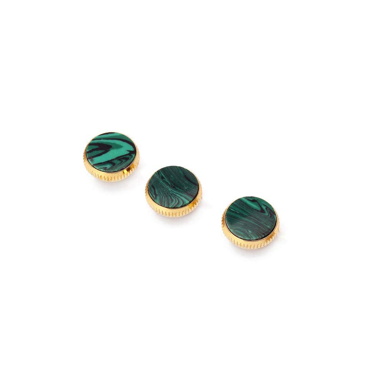 Alnicov Gold Plated Stone Inlays Trumpet Finger Buttons for Trumpet Replacement Green Set of 3