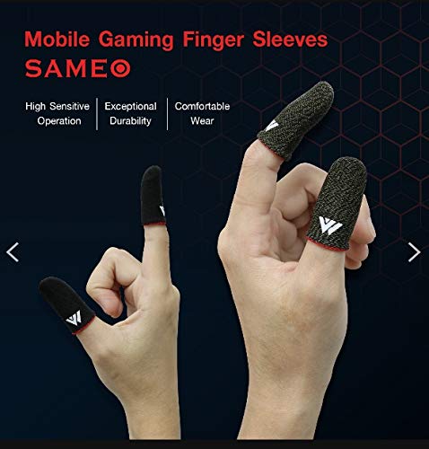 SAMEO Gaming Finger Sleeves for Mobile Game Controllers (Pack of 3) Anti-Sweat Breathable Seamless Thumb Finger Sleeve for League of Legend, PUBG, Rules of Survival, Knives Out (Black) Black