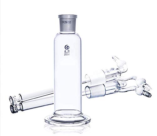 Lab Gas Washing Bottle Glass 250ML Vacuum Trap with Two Bend Tubes 29/32 Joint Borosilicate Glass for Chemistry Lab Glassware Kit