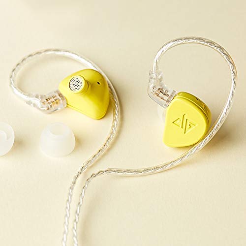 hellodigi F300 10mm Dynamic Drivers in Ear Headphones,Dynamic Hybrid Monitors Earphones with 0.78mm 2pin Removable Cable,Bass Driven Sound,Yellow Yellow
