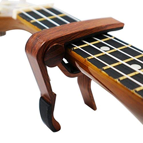 Muse Musical Wooden Color Guitar Capo for Acoustic Guitar,Electric Guitar,Bass,Ukulele(Rosewood Color)