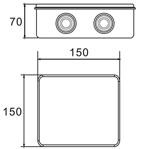 ezitown ABS Waterproof Plastic Junction Box 5.91"×5.91"×2.76" (150x150x70mm) 150×150×70
