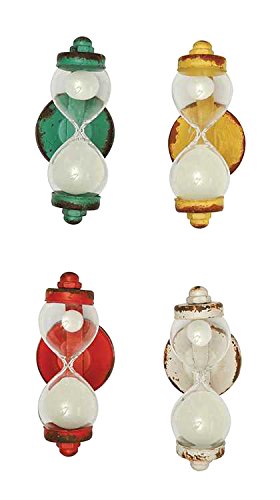 Creative Co-op Casual Country Magnetic Kitchen 3 Minute Sand Timer Hourglass with Distressed Finish (Yellow)