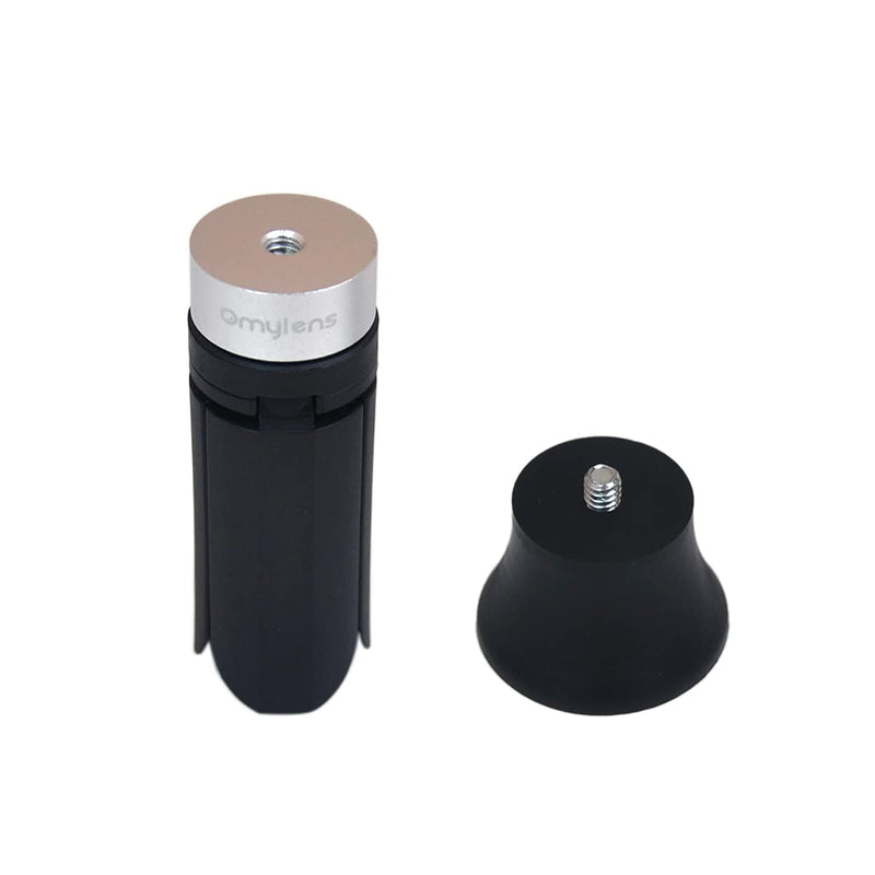 [AUSTRALIA] - Omylens Lensball Stand Supports 60mm/2.36" to 150mm/5.9" Crystal Ball, Spherical Display Standing, Silicone Suction Cup+Golden Alumina Base (1/4"-20 General Internal Thread) + Mini Tripod golden base 