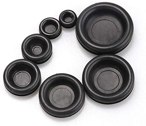 170pcs Black Rubber Grommet Assortment Set Hole Plug Set 7 Sizes Car Electrical Wire Gasket Kit for Wire, Plug and Cable
