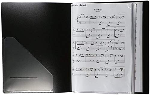 [AUSTRALIA] - LYTIVAGEN A4 Size Music Folder Piano Music Score Folder Waterproof Music File Folder 40 Pockets Sheet Storage Folder Music Sheet Folder for Sheet Music Choir Chorus Piano Sheet Music Folder (Black) 