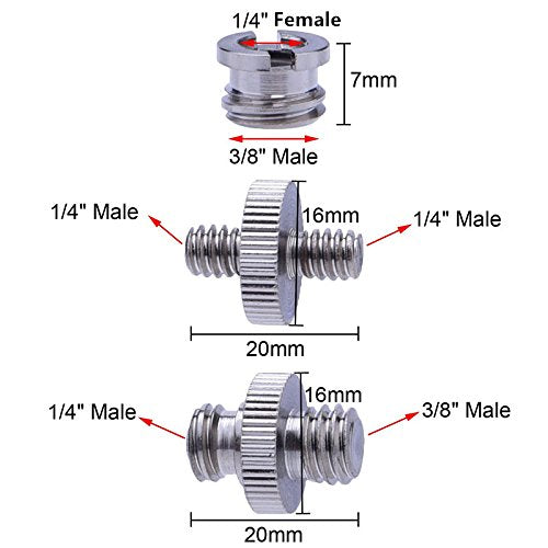 Sunmns 1/4 inch and 3/8 inch Converter Screw Adapter Mount Set for Camera/Tripod/Monopod/Ballhead/Light Stand