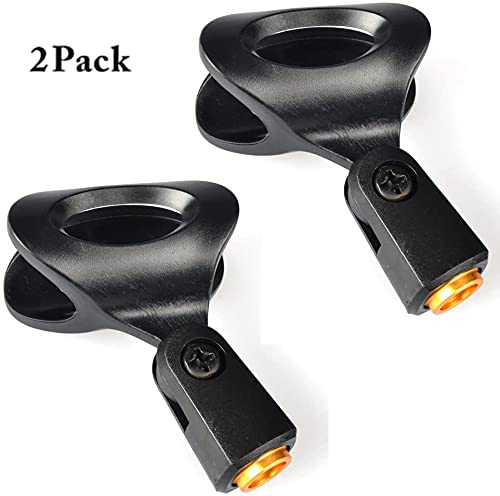 Tencro Universal Microphone Clip Mic Holder with 5/8" Male to 3/8" Female Thread Screw Adapter for Microphone Stand, Handhold Microphone - 2 Pack